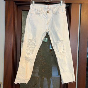 FRAME DENIM white distressed skinny jeans Size 26